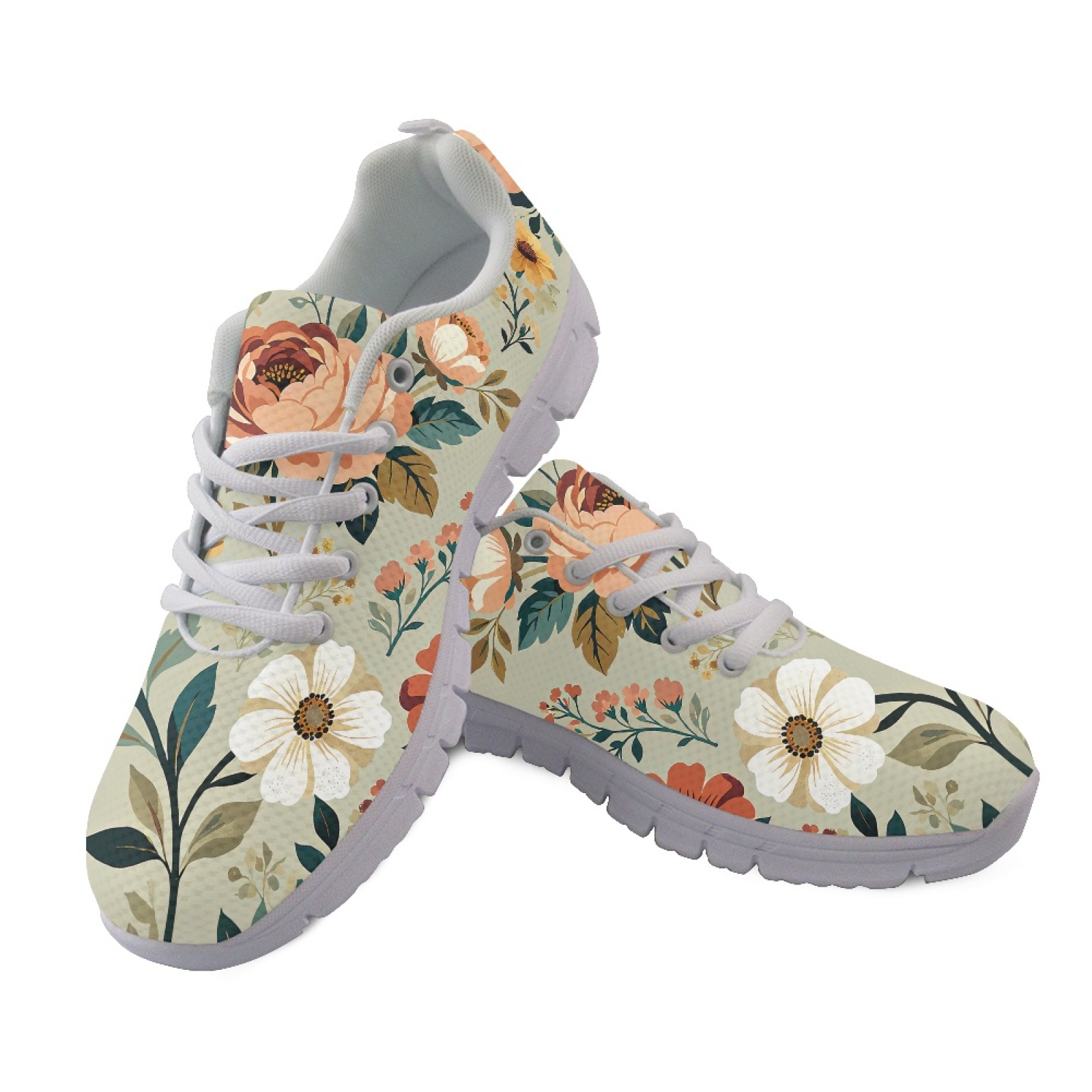 Vintage Collectible Shoes - Coloranimal Vintage Floral Print Sports Athletic