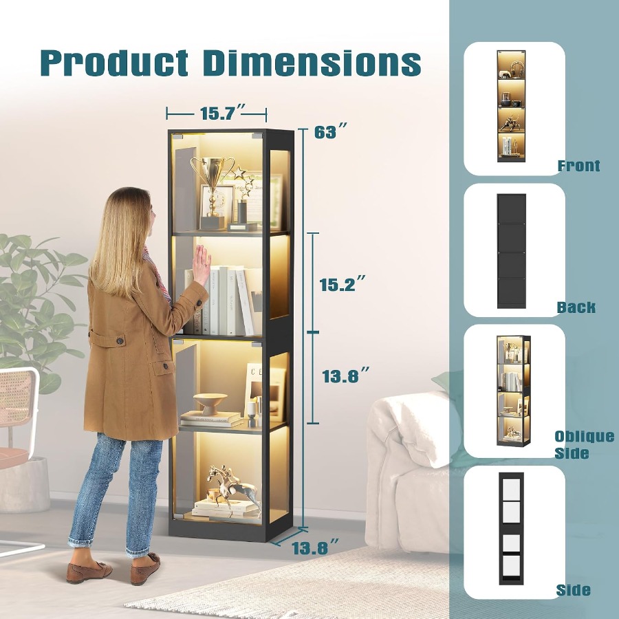 Display Cabinet with Glass Doo - Collectible Collection 评论和价格