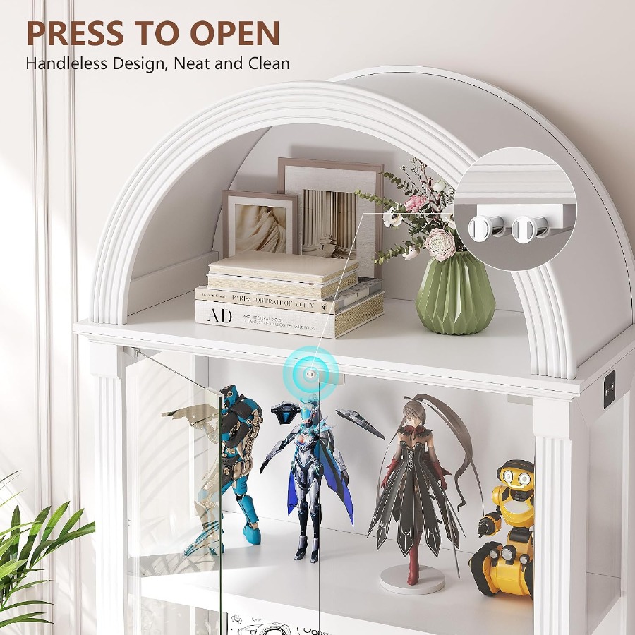 Arched Display Cabinet with Gl - Collectible Collection 评论和价格