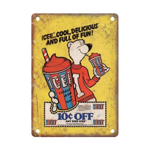 Y1,Vintage ICEE Tin Sign Man C - Vintage Collectible Bears 评论和价格