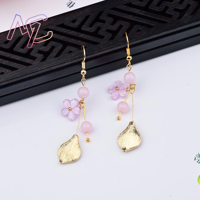 Pink Natural Jade Flower Earri - Vintage Items 评论和价格
