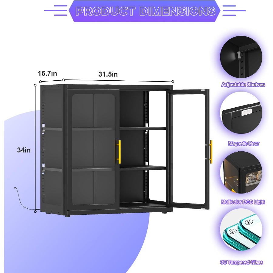 Display Cabinet with Glass Doo - Collectible Collection 评论和价格