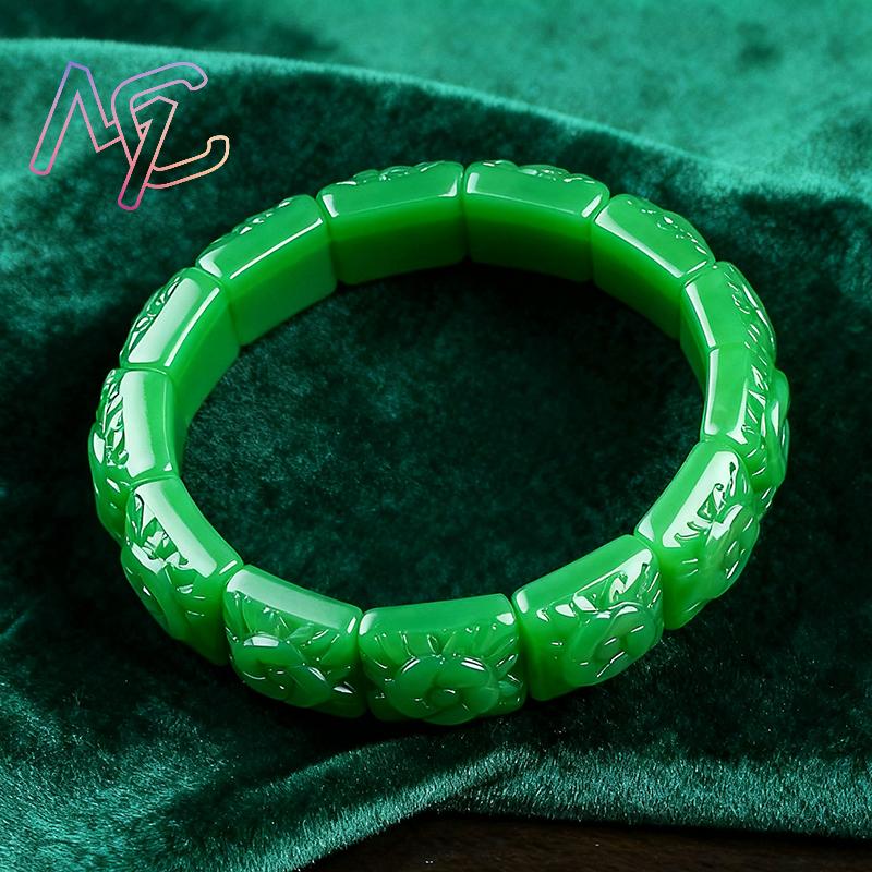 Real Jade Flower Bracelet Bang - Vintage Items 评论和价格