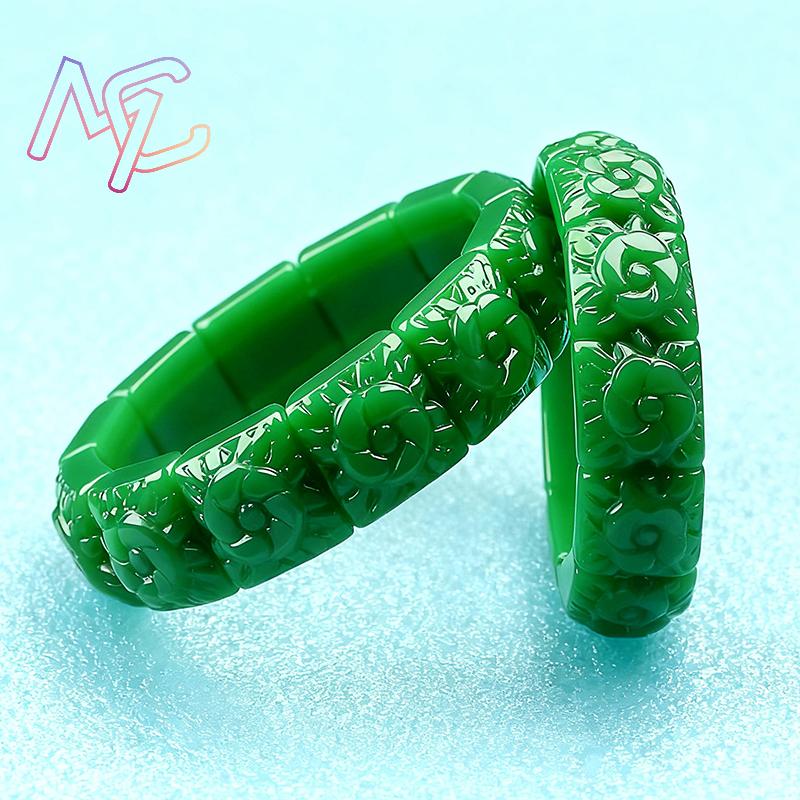 Real Jade Flower Bracelet Bang - Vintage Items 评论和价格